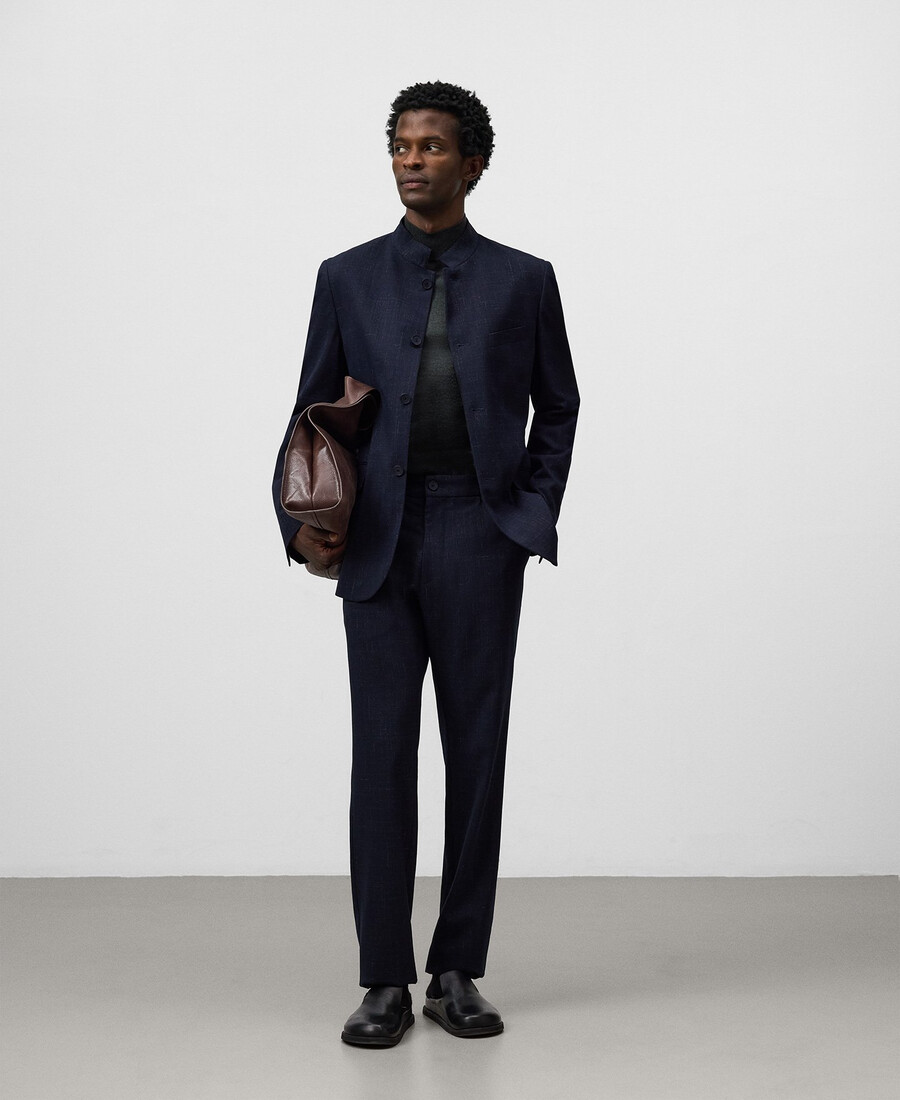 blazer strutturato con collo alla coreana da uomo