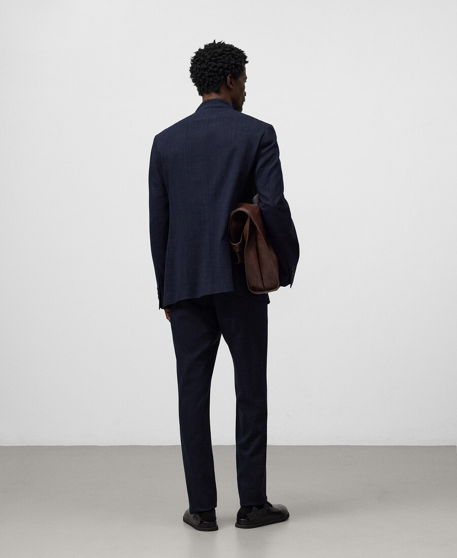blazer strutturato con collo alla coreana da uomo