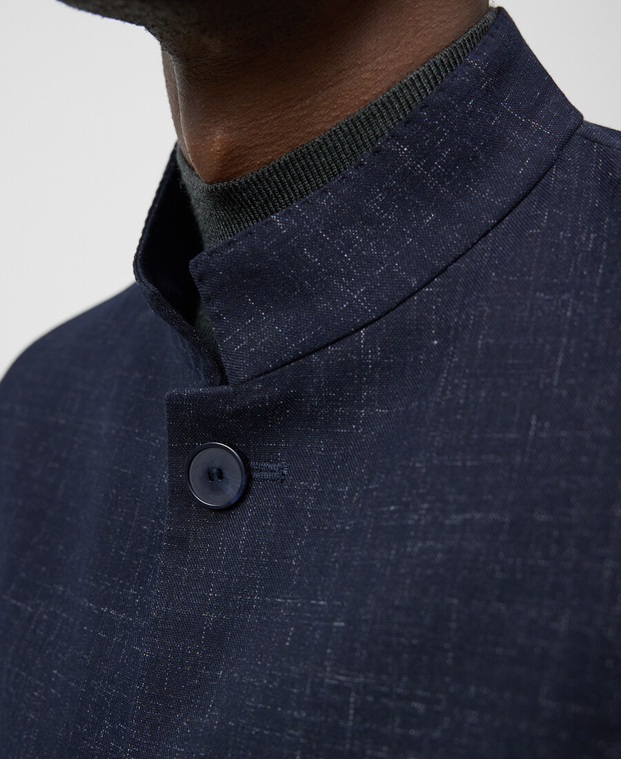 blazer strutturato con collo alla coreana da uomo