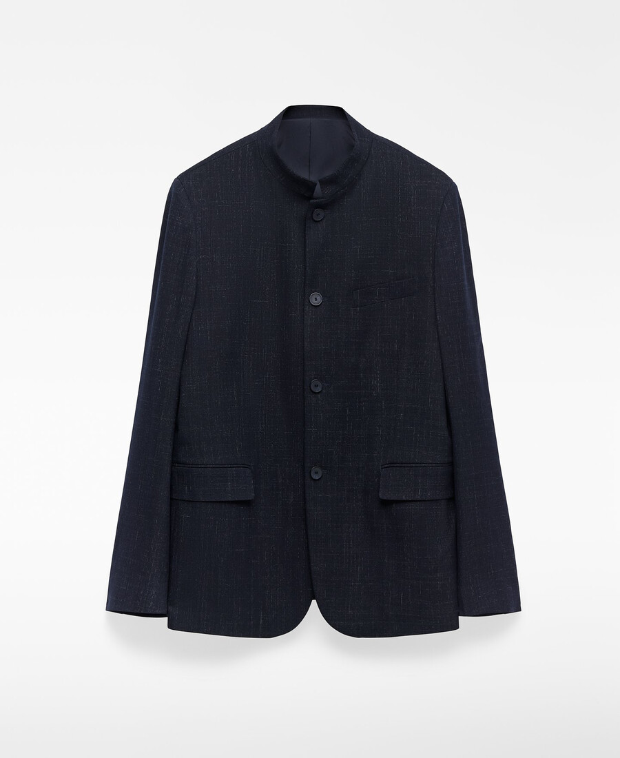 blazer strutturato con collo alla coreana da uomo
