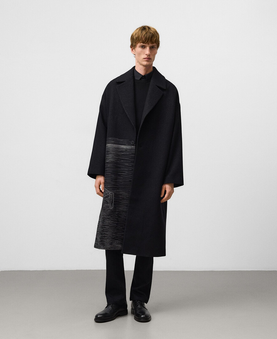 cappotto oversize sartoriale ricamato da uomo