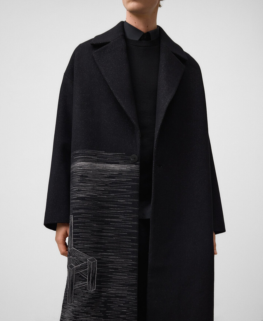 cappotto oversize sartoriale ricamato da uomo