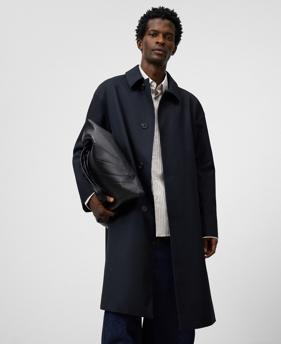 trench uomo dritto con collo alla francese