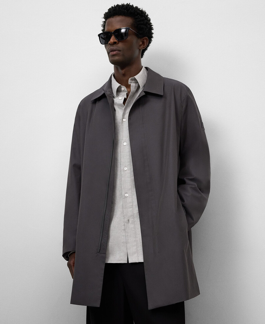 trench uomo con collo alla francese
