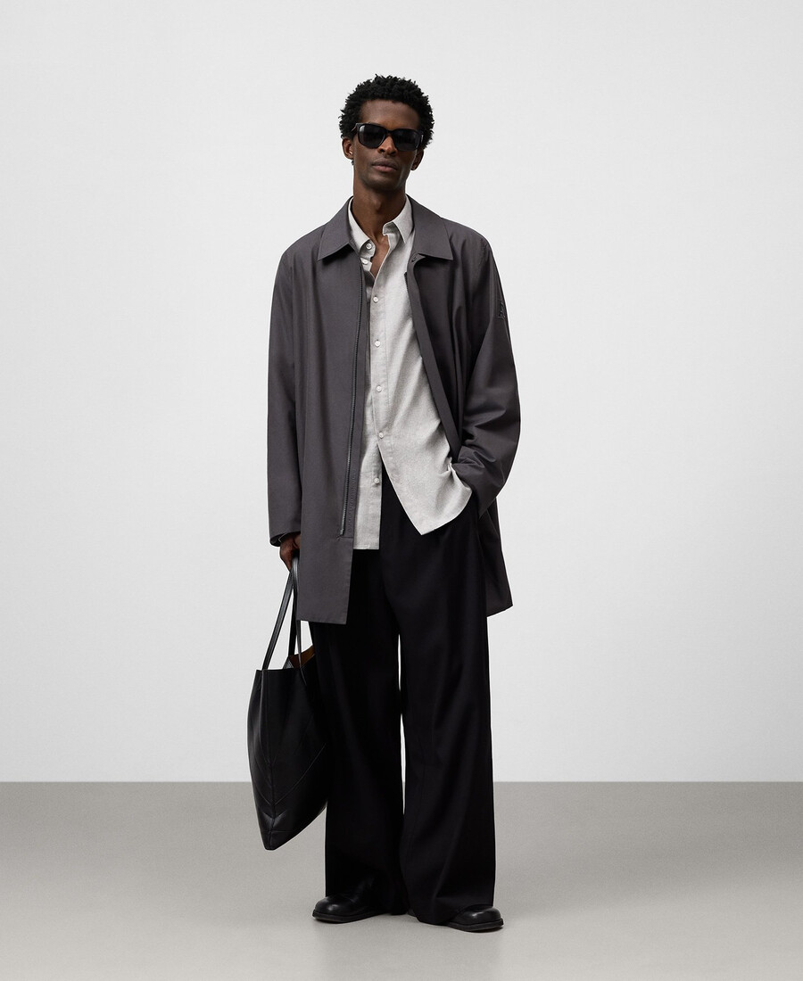 trench uomo con collo alla francese