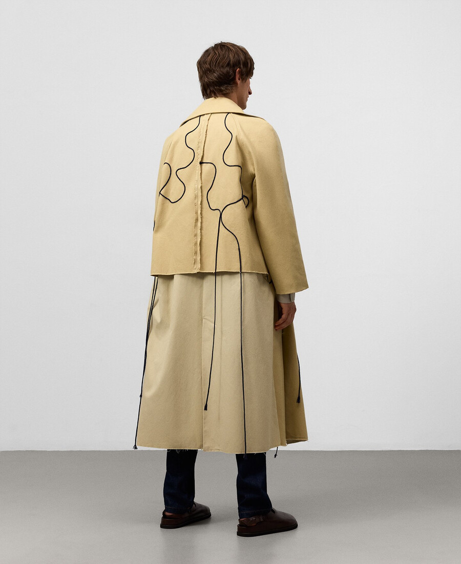 trench in tessuto misto con coulisse da uomo