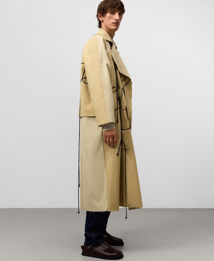 trench in tessuto misto con coulisse da uomo