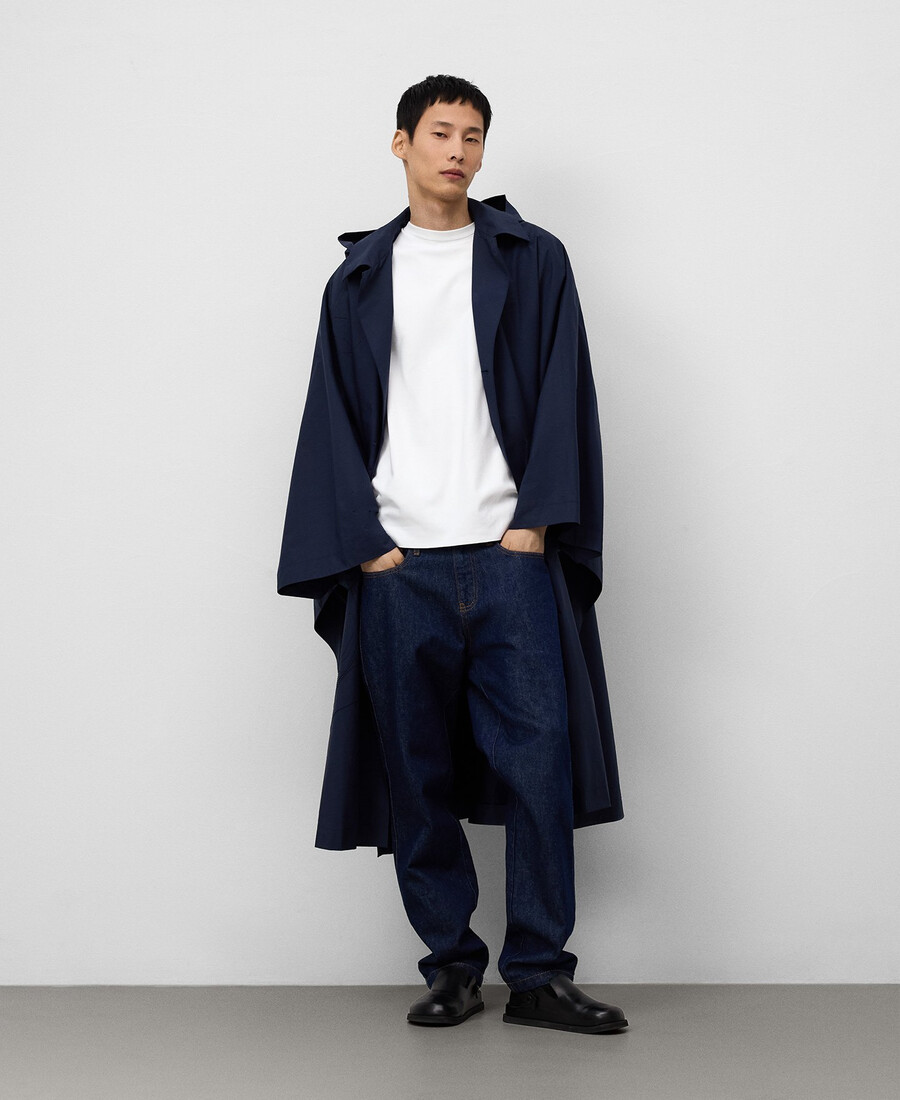 mantella oversize ricamata con cappuccio da uomo