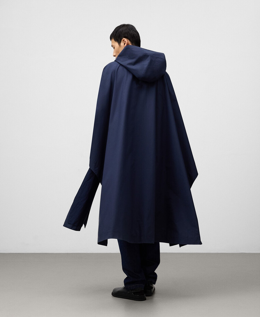mantella oversize ricamata con cappuccio da uomo