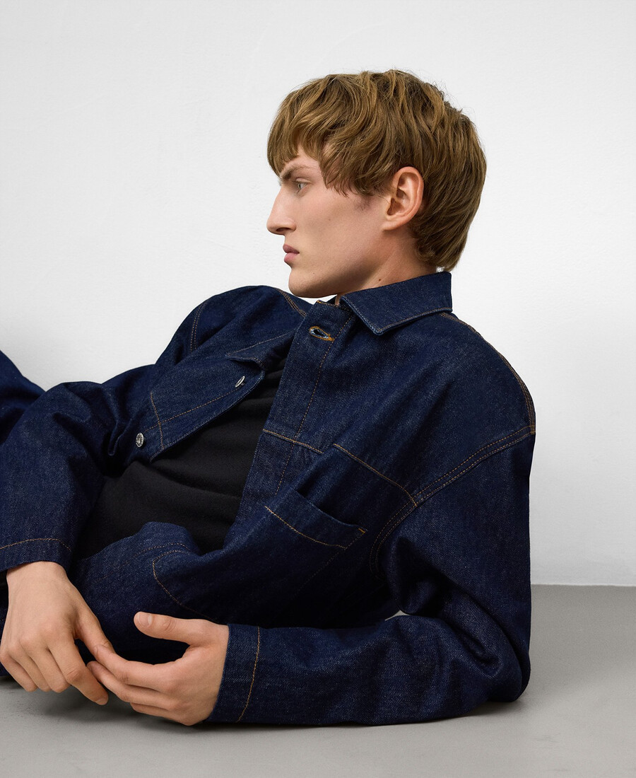giacca in denim di cotone da uomo