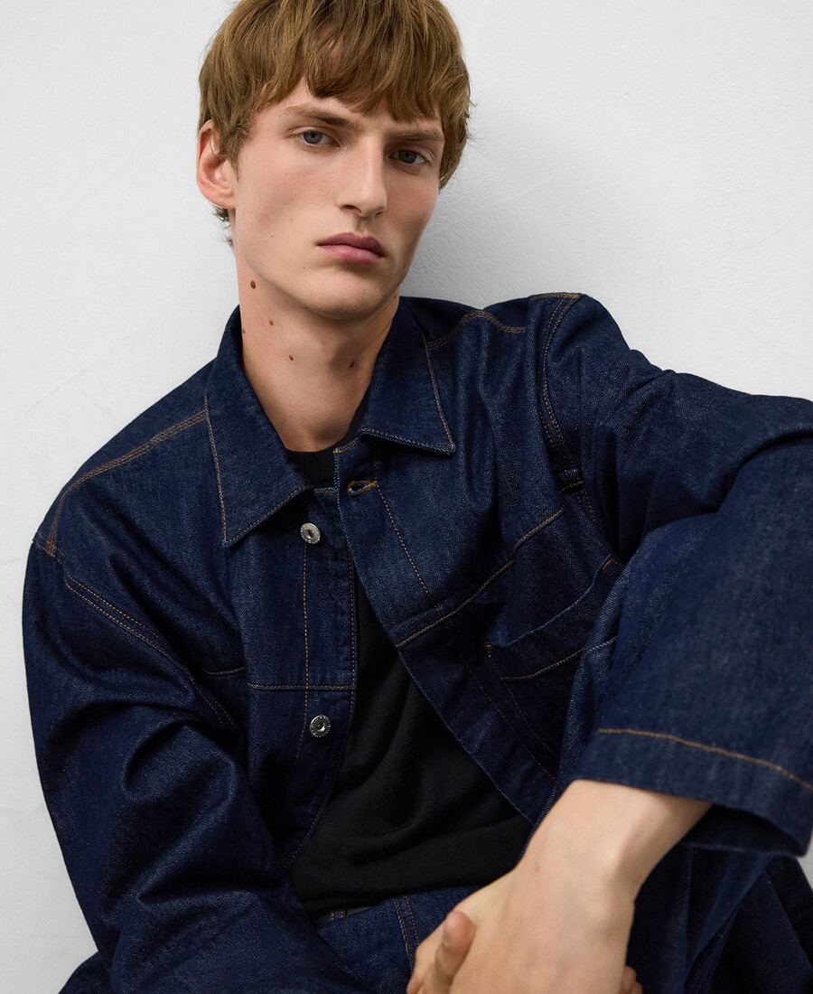 giacca in denim di cotone da uomo