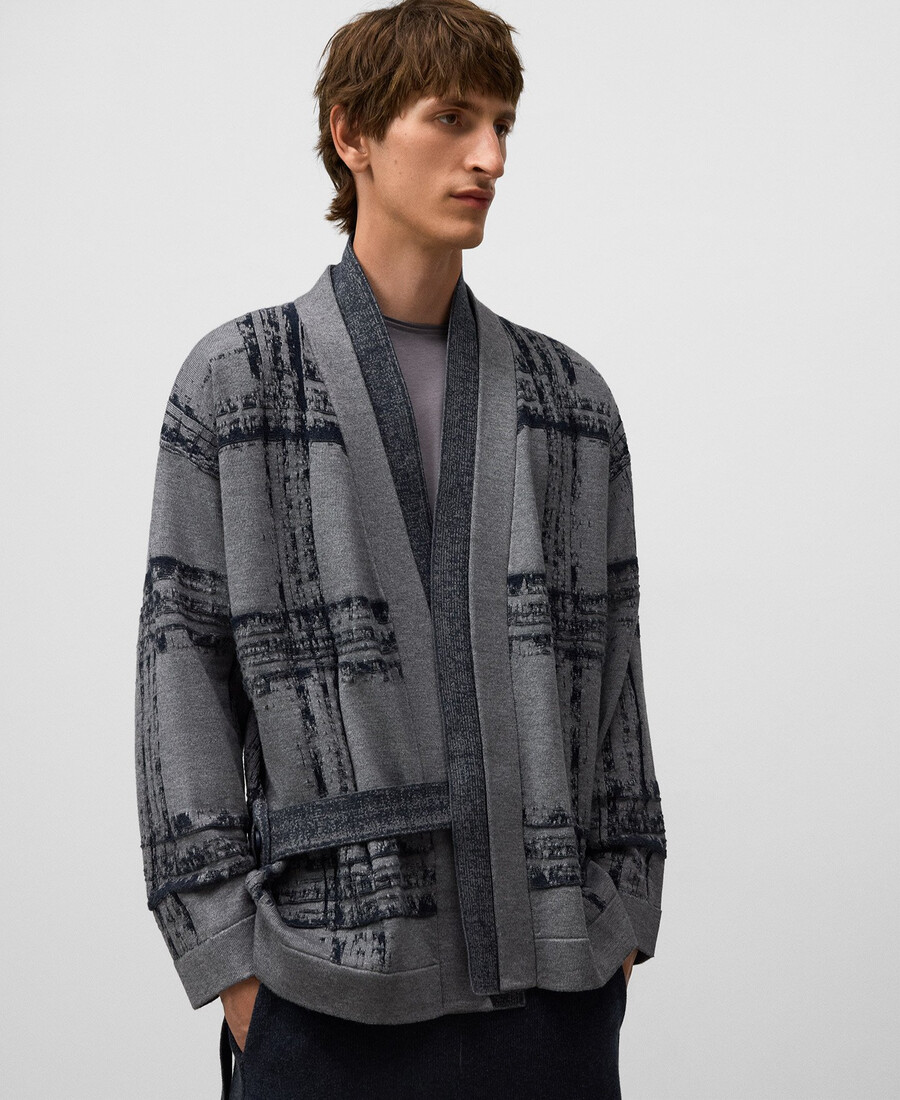giacca kimono in maglia jacquard da uomo