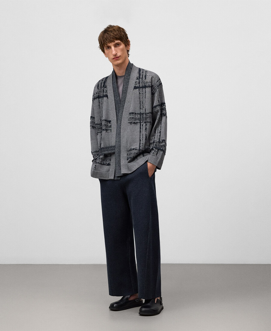 giacca kimono in maglia jacquard da uomo