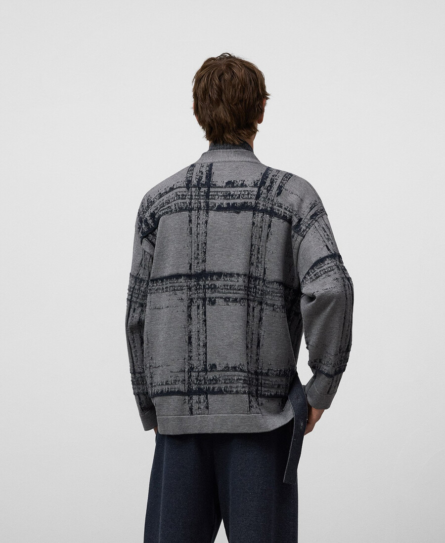giacca kimono in maglia jacquard da uomo