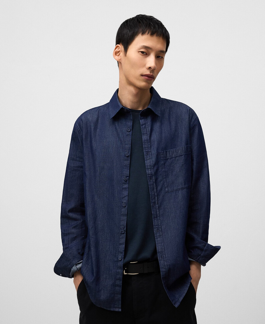 camicia uomo regular fit in denim di cotone