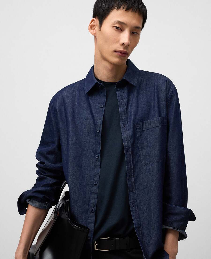 camicia uomo regular fit in denim di cotone