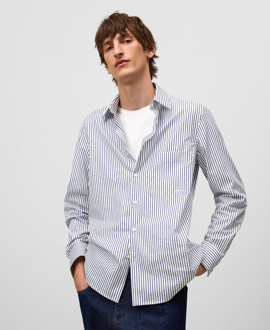 camicia a righe vestibilità regolare con taschino uomo