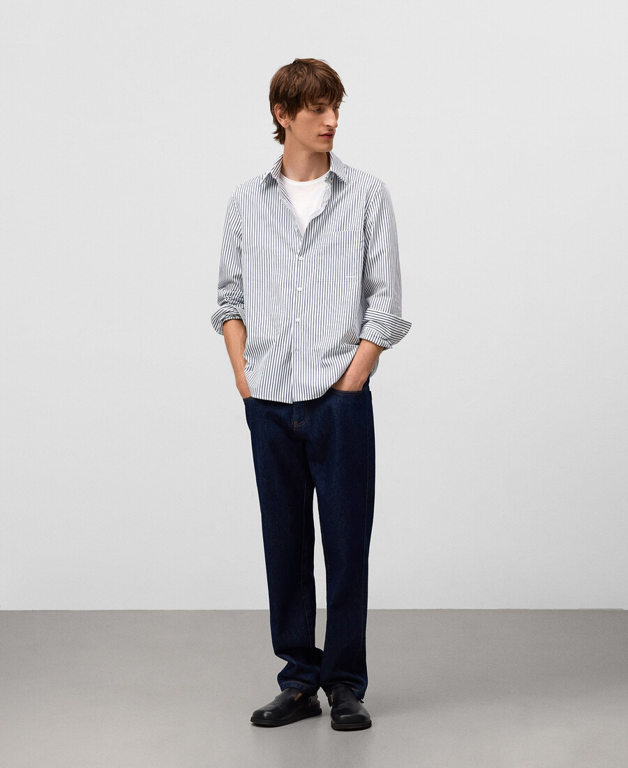 camicia a righe vestibilità regolare con taschino uomo