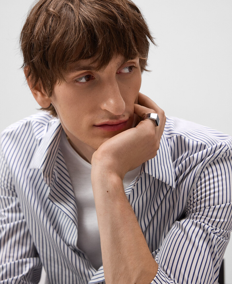 camicia a righe vestibilità regolare con taschino uomo