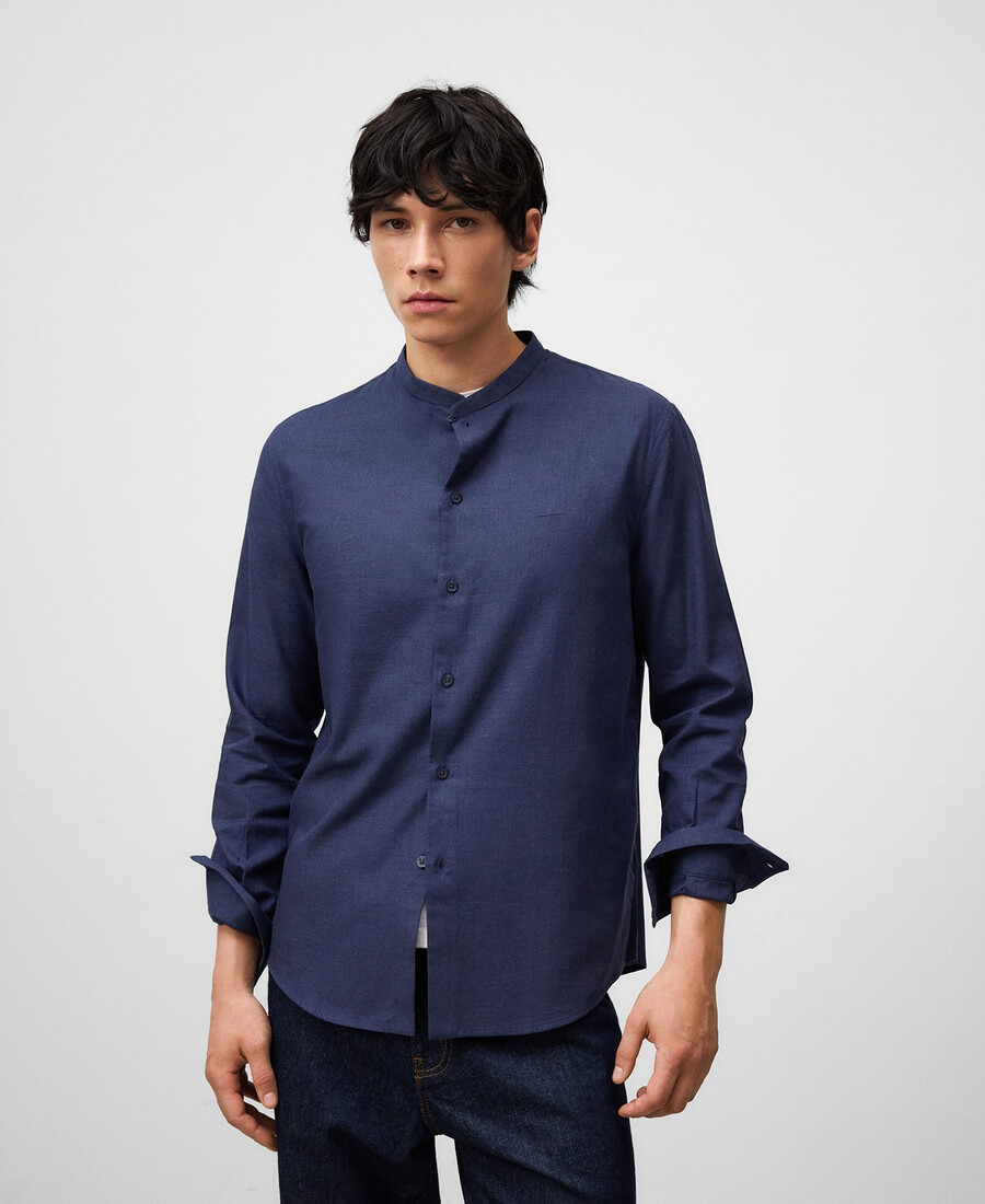 camicia uomo con colletto alla coreana vestibilità regolare