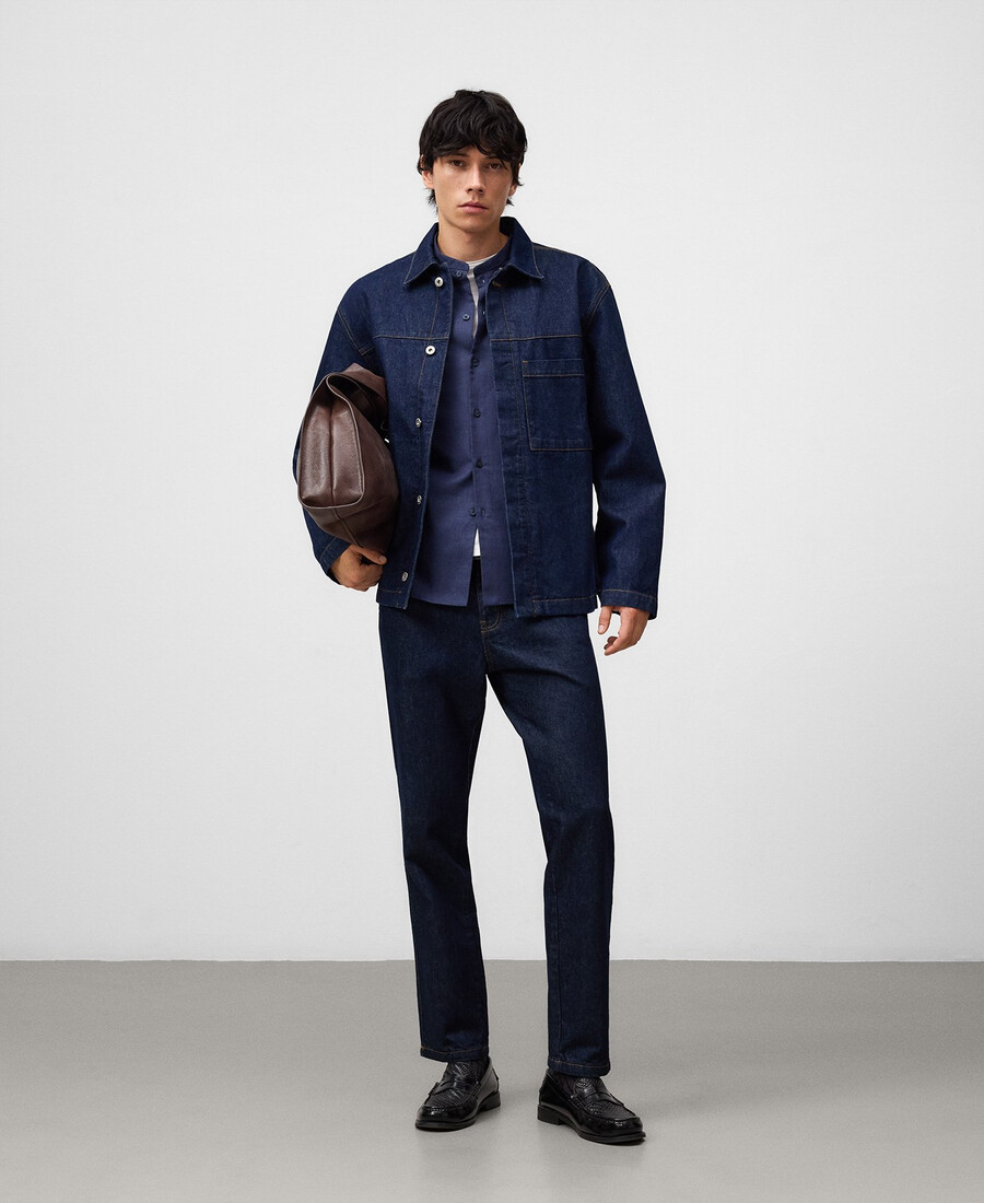 camicia uomo con colletto alla coreana vestibilità regolare