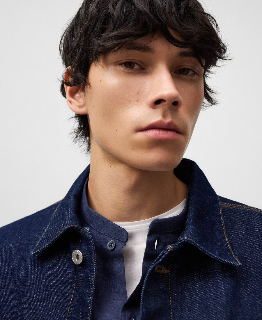 camicia uomo con colletto alla coreana vestibilità regolare