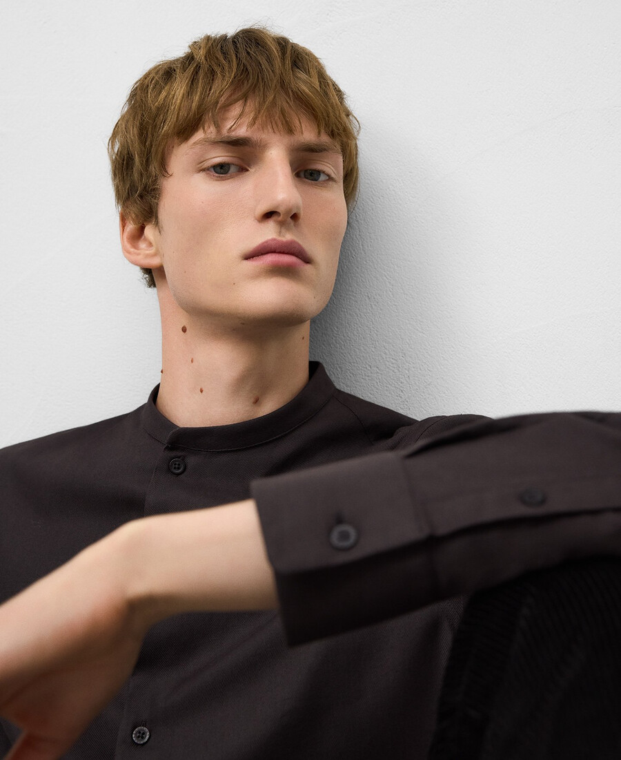 camicia uomo con colletto alla coreana vestibilità regolare