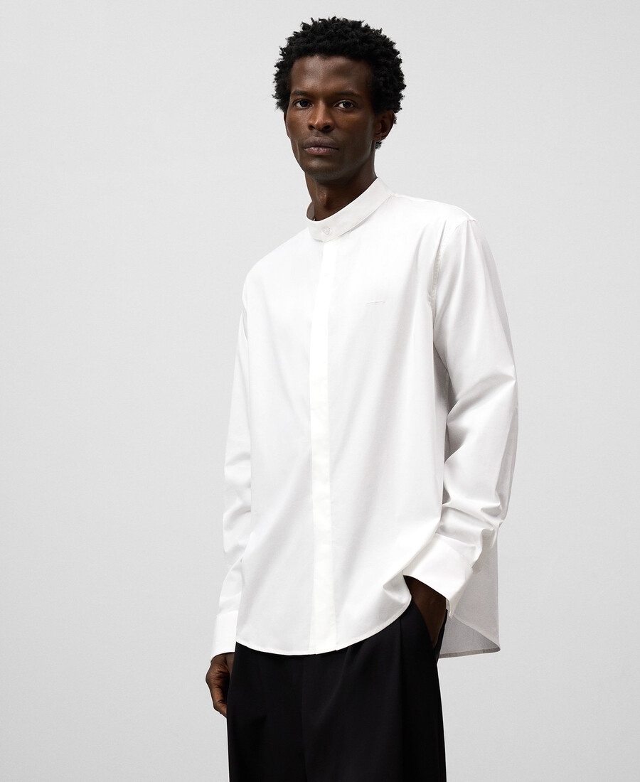 camicia uomo regular fit con collo alto alla coreana