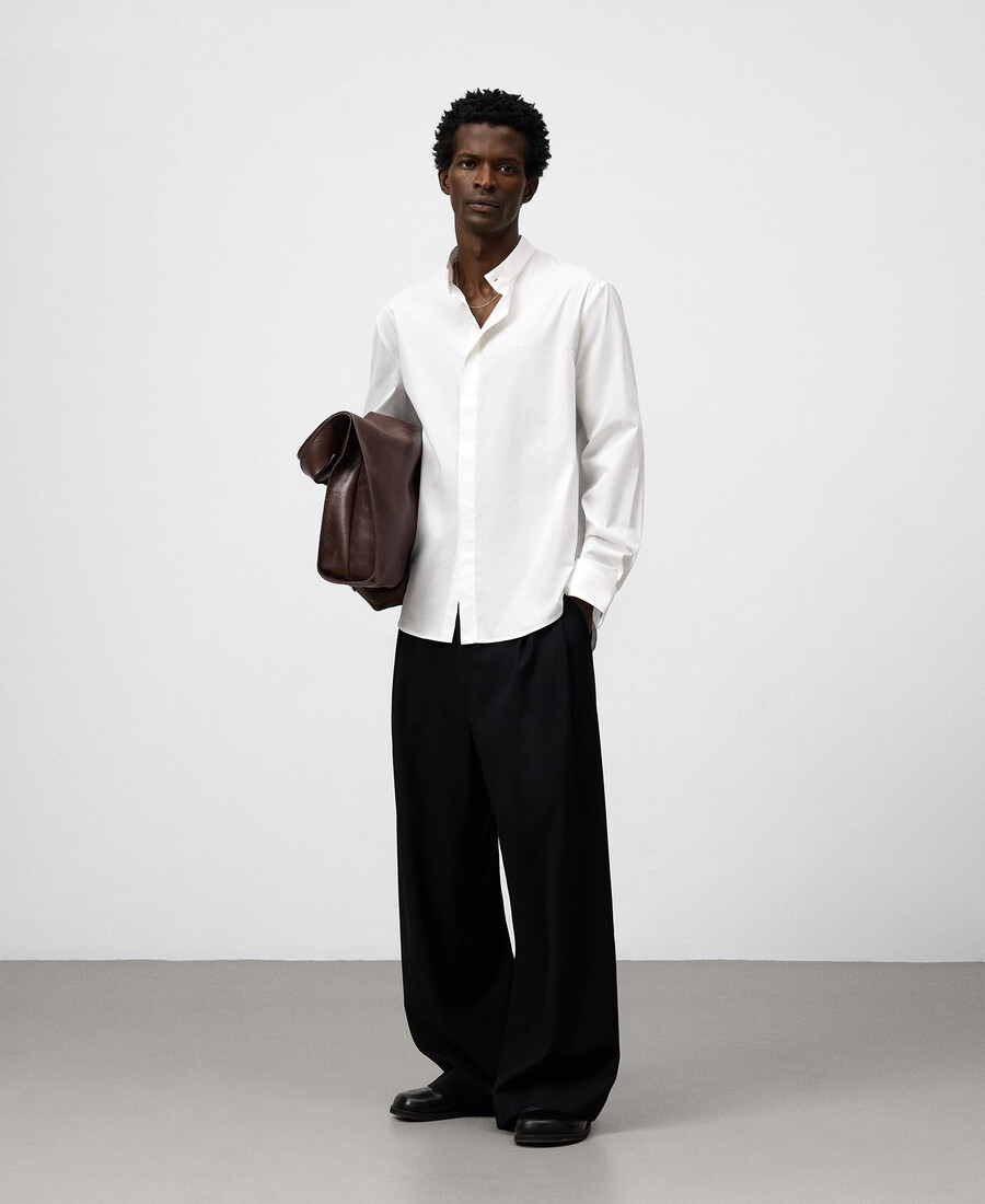 camicia uomo regular fit con collo alto alla coreana