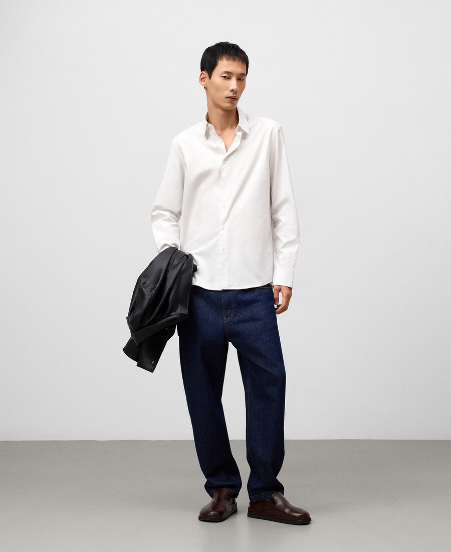 camicia uomo a micro-quadri vestibilità regolare