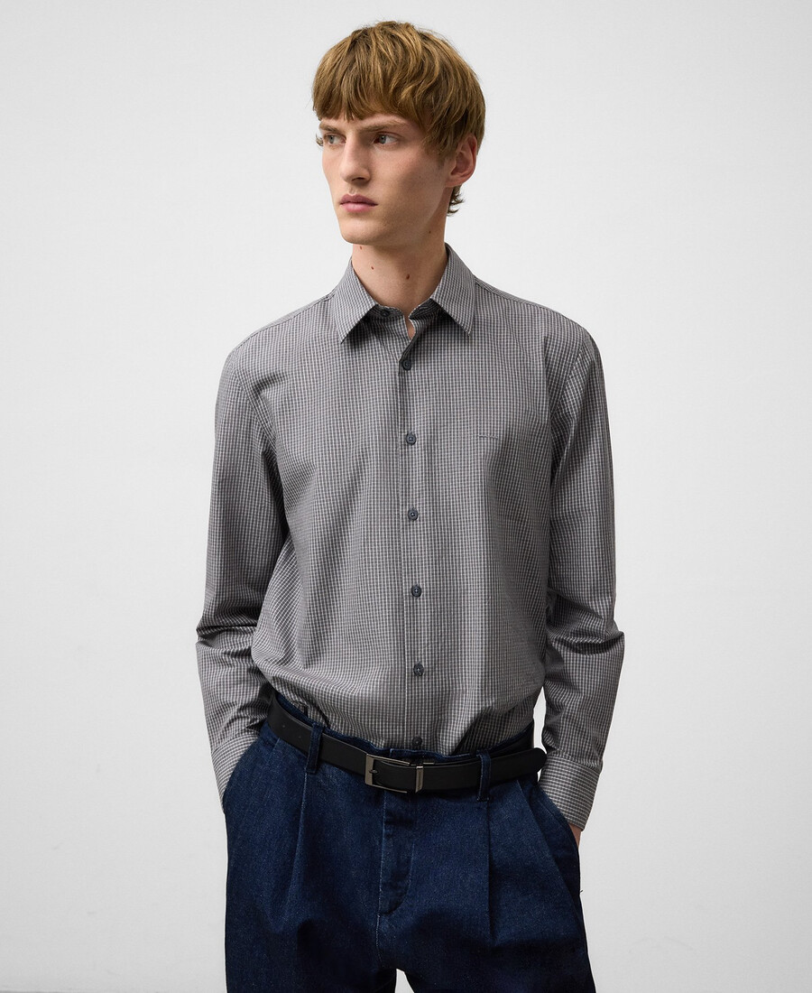camicia a quadri grigia vestibilità regolare da uomo