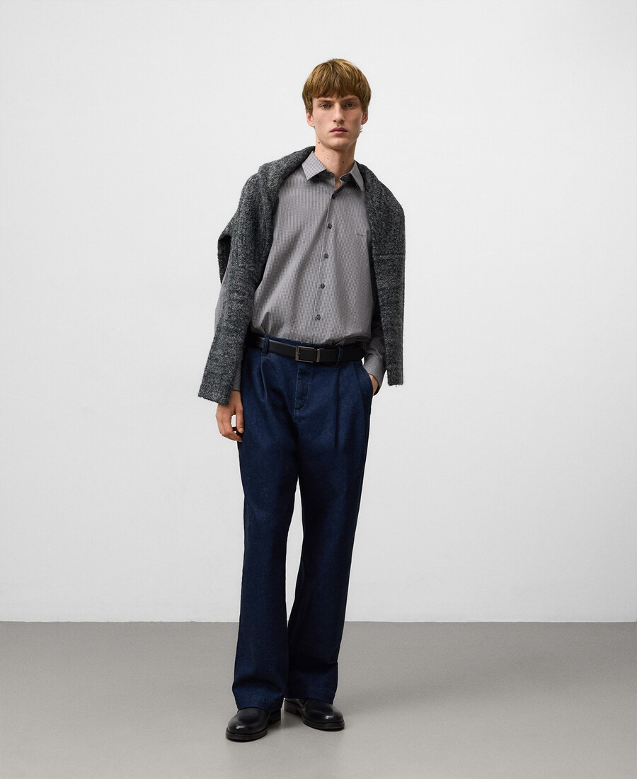 camicia a quadri grigia vestibilità regolare da uomo