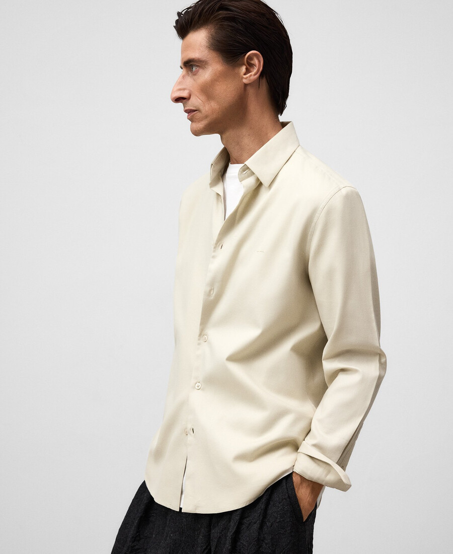 camicia da uomo in cotone biologico con collo alla francese