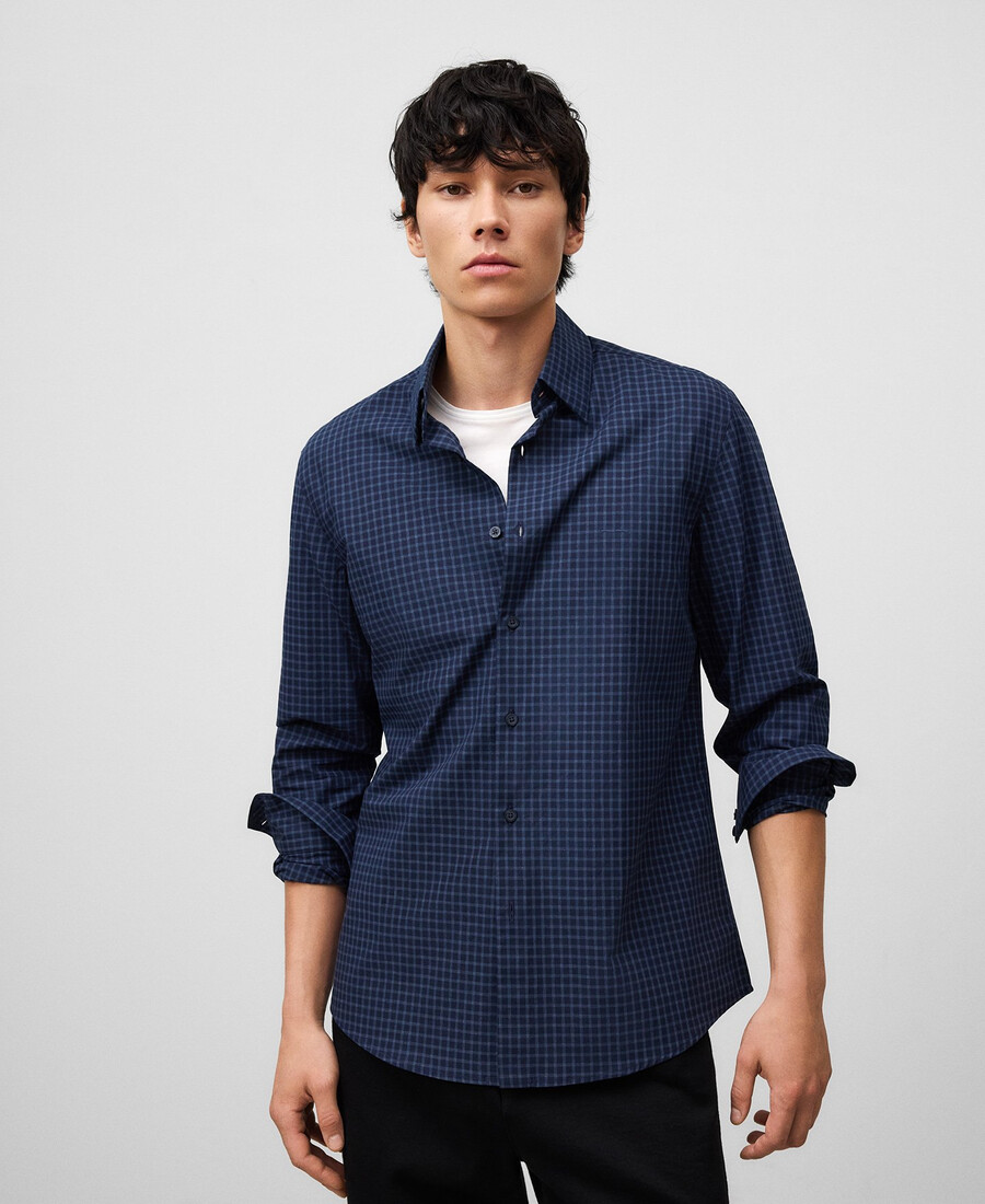 camicia a quadri blu vestibilità regolare da uomo