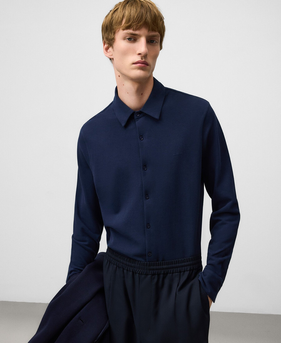 camicia da uomo in cotone biologico con collo alla francese
