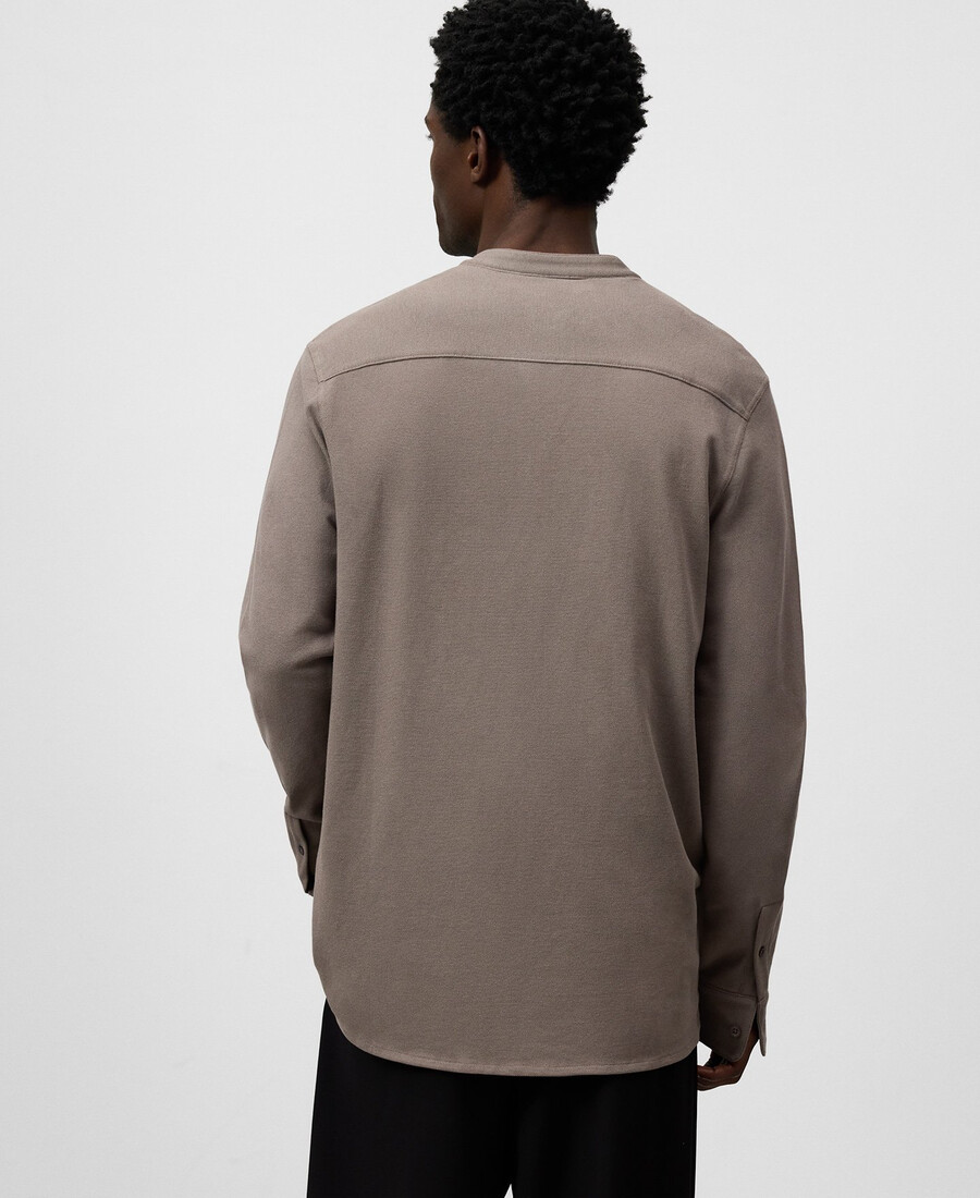 camicia collo alla coreana in maglia piqué da uomo