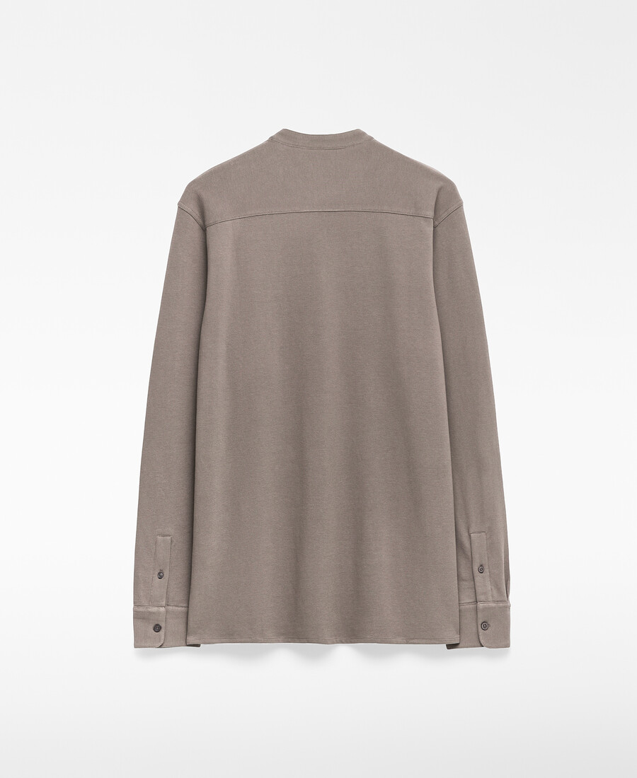 camicia collo alla coreana in maglia piqué da uomo
