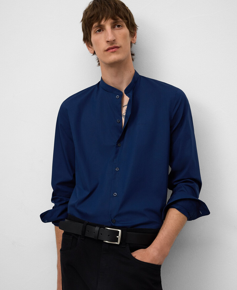 camicia uomo con colletto alla coreana vestibilità regolare