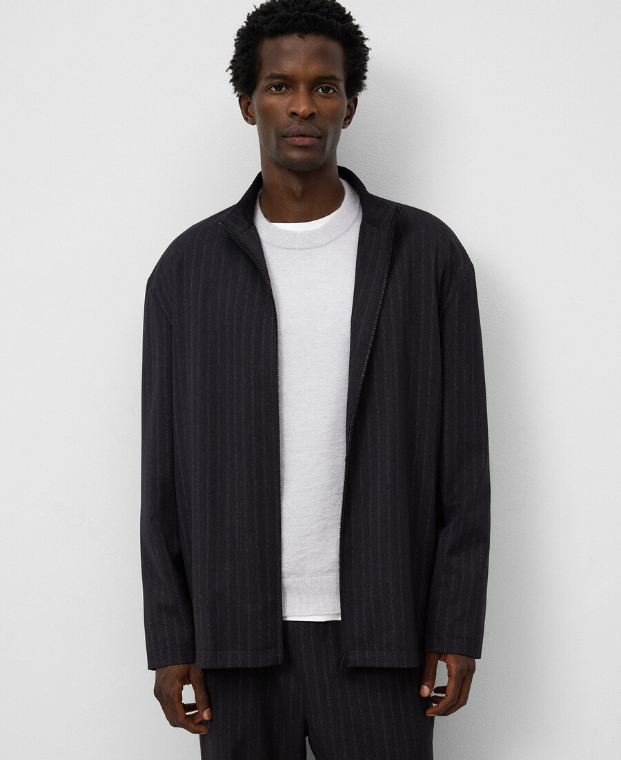 camicia a righe con zip da uomo