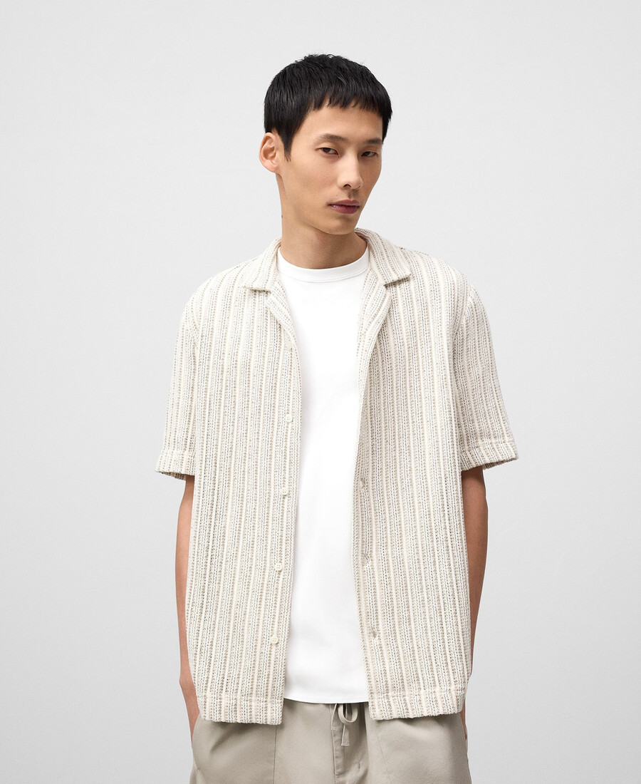 camicia strutturata con colletto bowling da uomo