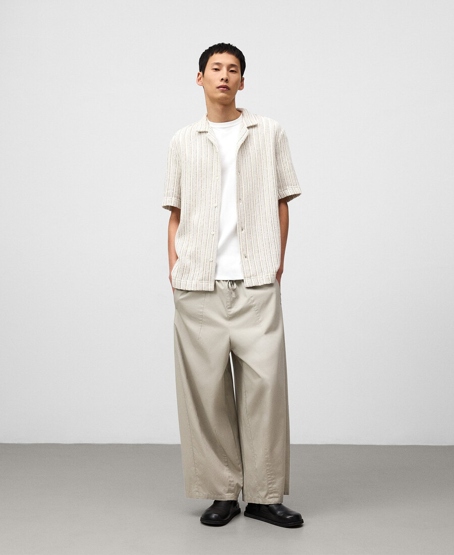 camicia strutturata con colletto bowling da uomo