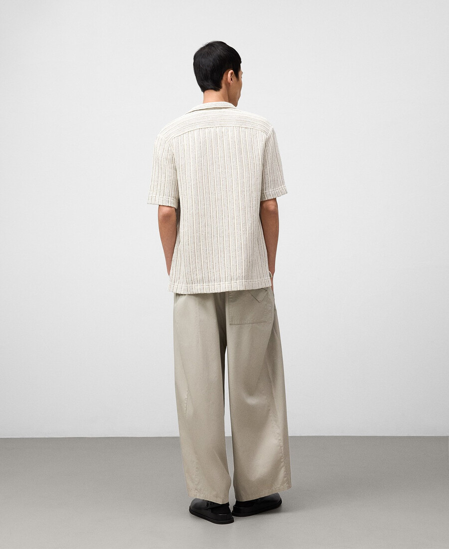 camicia strutturata con colletto bowling da uomo