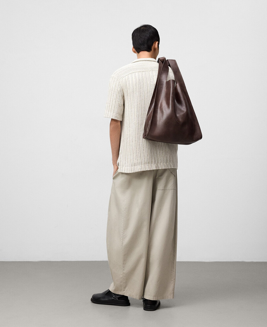 camicia strutturata con colletto bowling da uomo