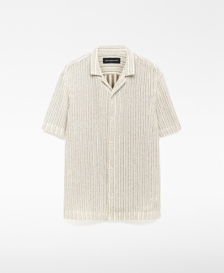 camicia strutturata con colletto bowling da uomo