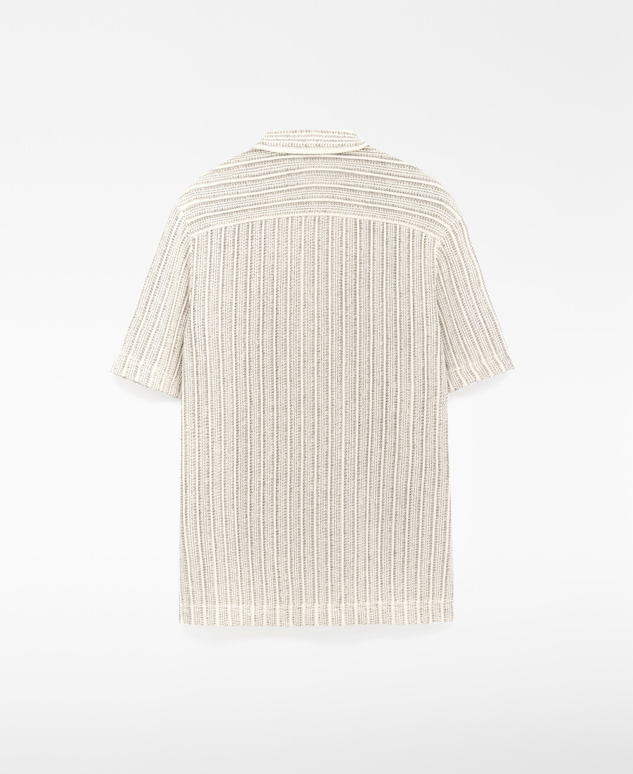 camicia strutturata con colletto bowling da uomo