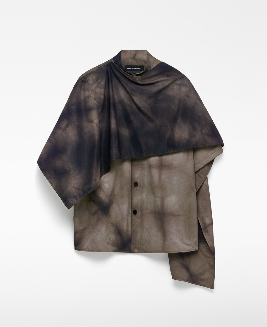 camicia tie-dye con scialle da uomo