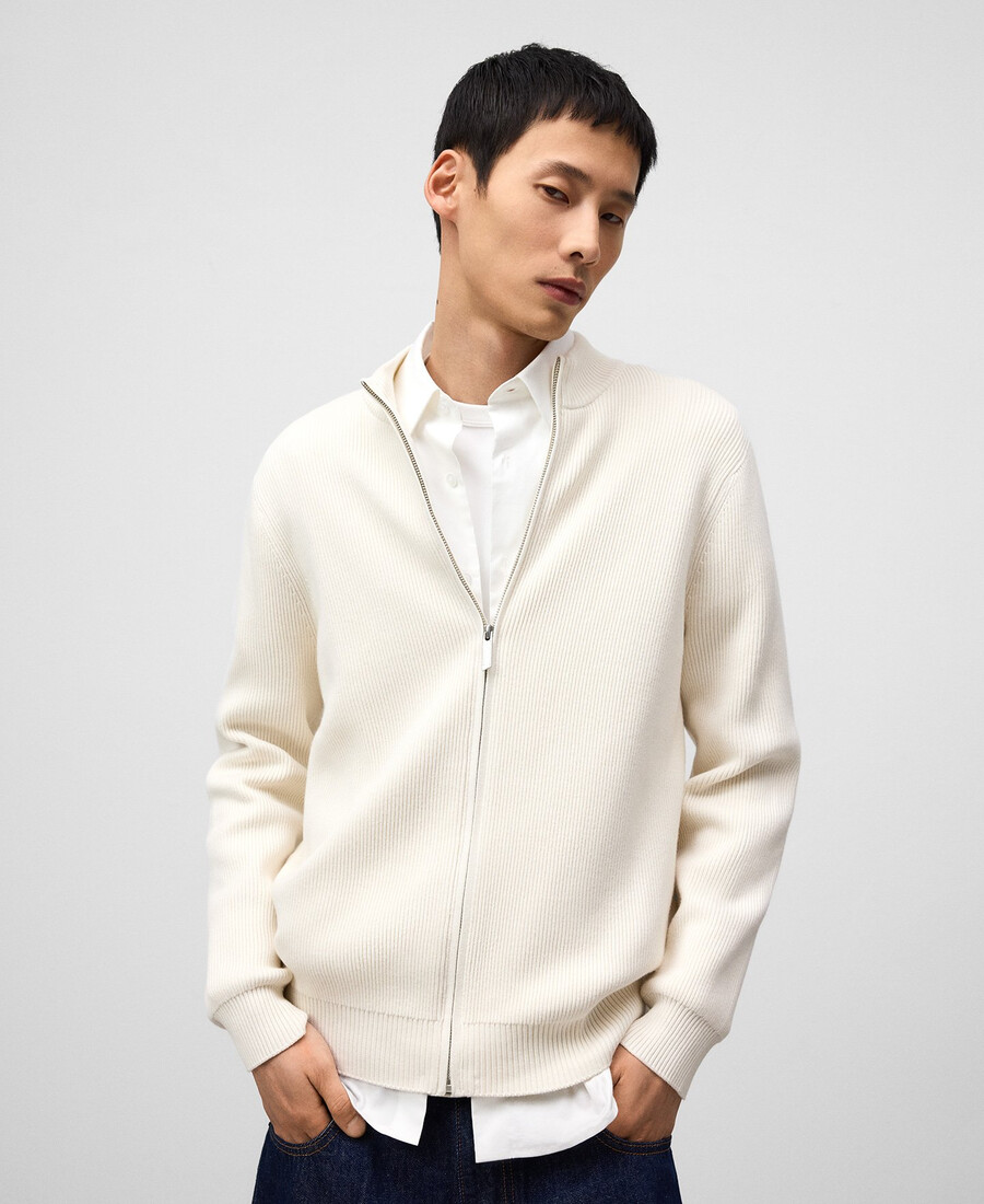 cardigan da uomo in maglia a coste in cotone biologico