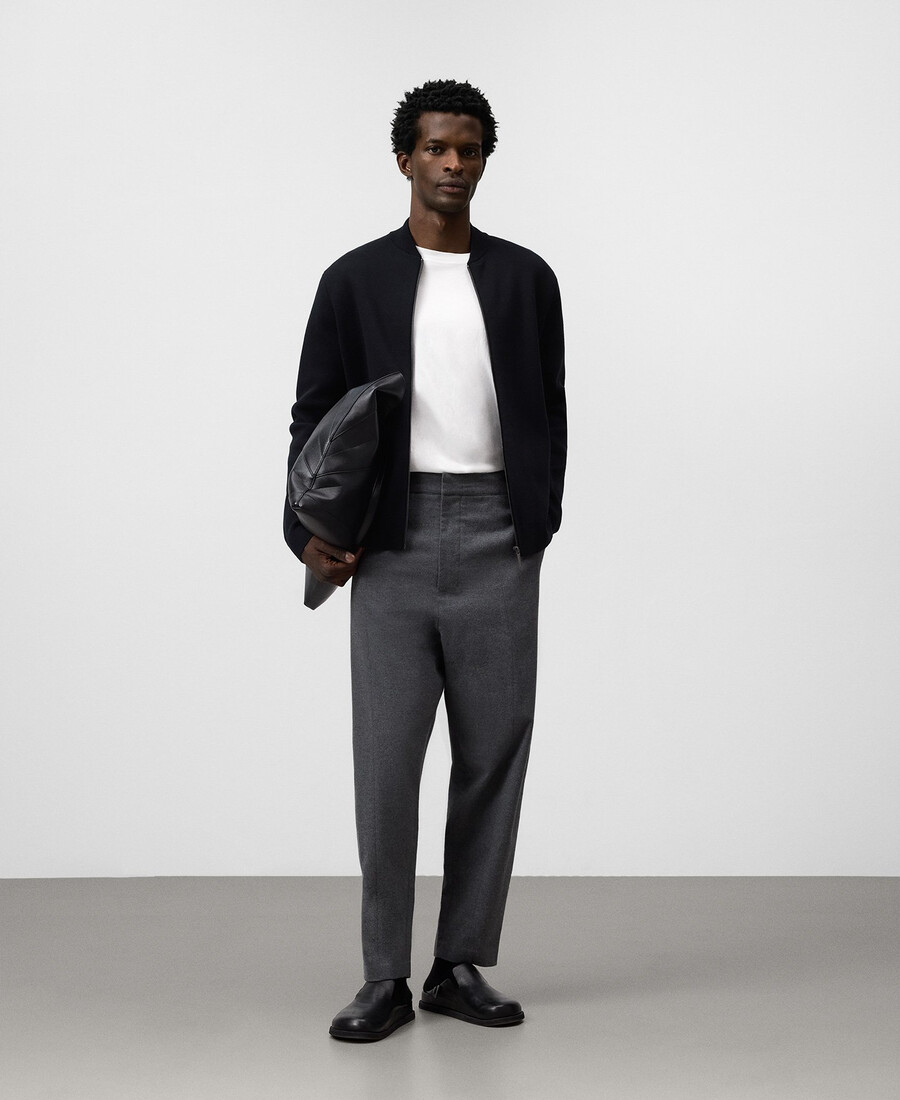 cardigan in maglia con collo bomber da uomo