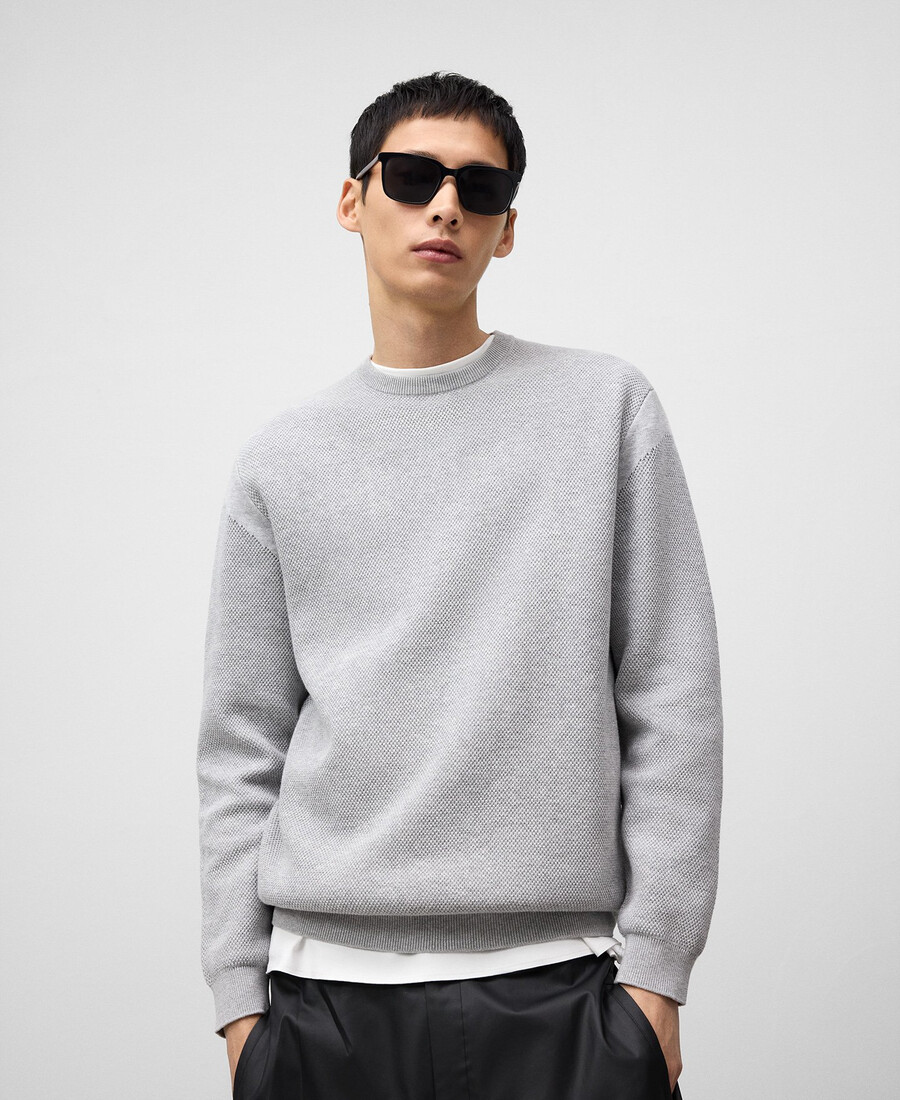 maglione uomo in maglia strutturata di cotone