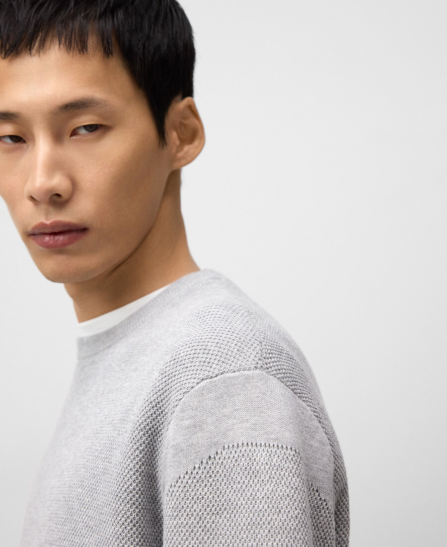 maglione uomo in maglia strutturata di cotone